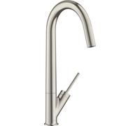 hansgrohe AXOR Starck Monomando de cocina 300 con caño giratorio, 10822800, Color: Acabado en acero inoxidable