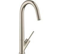 hansgrohe AXOR Starck Monomando de cocina 300 con caño giratorio, 10822820, Color: Níquel Cepillado