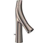 hansgrohe AXOR Starck Organic Mezclador de dos manijas para lavabo 80, juego de desagüe, juego de desagüe, 12010800, Color: Óptica de acero inoxidable