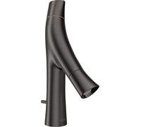 hansgrohe AXOR Starck Organic Mezclador de dos manijas para lavabo 80, juego de desagüe, juego de desagüe, 12010340, Color: Cromo negro cepillado