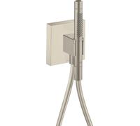 hansgrohe AXOR Starck ShowerCollection Porter unidad 12 x 12, con ducha manual 2jet y manguera de ducha, 12626820, Color: Níquel Cepillado