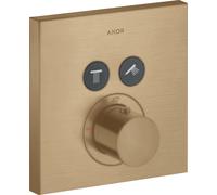 hansgrohe AXOR Starck ShowerSelect Termostato cuadrado empotrado para 2 consumidores, 36715140, Color: Bronce cepillado