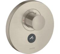 hansgrohe AXOR Starck ShowerSelect Termostato redondo de alto caudal empotrado para 1 consumidor y 1 toma de corriente adicional, 36726820, Color: Níquel Cepillado