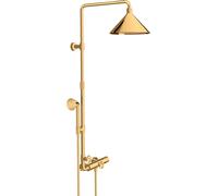 hansgrohe AXOR Starck ShowerSolutions Tubo de ducha con termostato y rociador de 2 chorros diseñado por Front, 26020990, Color: Óptica Oro Pulido