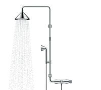 hansgrohe AXOR Starck ShowerSolutions Tubo de ducha con termostato y rociador de 2 chorros diseñado por Front, 26020000, Color: cromado