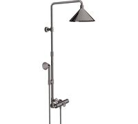 hansgrohe AXOR Starck ShowerSolutions Tubo de ducha con termostato y rociador de 2 chorros diseñado por Front, 26020330, Color: Cromo negro pulido