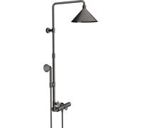 hansgrohe AXOR Starck ShowerSolutions Tubo de ducha con termostato y rociador de 2 chorros diseñado por Front, 26020340, Color: Cromo negro cepillado