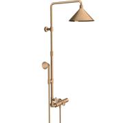 hansgrohe AXOR Starck ShowerSolutions Tubo de ducha con termostato y rociador de 2 chorros diseñado por Front, 26020140, Color: Bronce cepillado