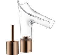 hansgrohe AXOR Starck V Mezclador de lavabo de 2 agujeros 110 con kit de desagüe, 12115300, Color: Oro rojo pulido