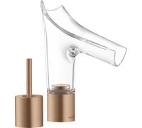 hansgrohe AXOR Starck V Mezclador de lavabo de 2 agujeros 110 con kit de desagüe, 12115310, Color: Oro rojo cepillado