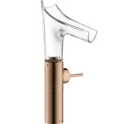 hansgrohe AXOR Starck V Mezclador monomando de lavabo 220 con caño de vidrio para lavabos con kit de desagüe, 12114300, Color: Oro rojo pulido