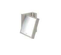 hansgrohe AXOR UNIVERSAL Espejo de afeitar rectangular, aumento 1,7x, inclinable, marco metálico, 42649800, Color: aspecto de acero inoxidable