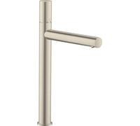 hansgrohe AXOR Uno Mezclador monomando de lavabo 260, Zerogriff, sin juego de desagüe, proyección de 198mm, 45004820, Color: Níquel Cepillado