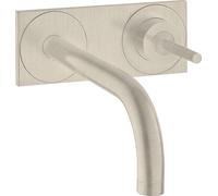 hansgrohe AXOR Uno Mezclador monomando de lavabo empotrado, placa para montaje en pared, proyección 225mm, 38115820, Color: Níquel Cepillado