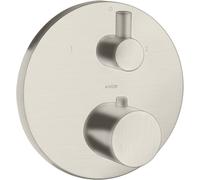 hansgrohe AXOR Uno² termostato empotrado con válvula de cierre y conmutación, 2 consumidores, 38720800, Color: Óptica de acero inoxidable