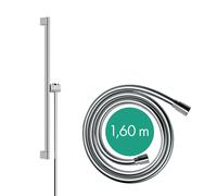 hansgrohe Barra de ducha Unica S PURO 65 cm, soporte para alcachofa de ducha Easy Slide, flexo de ducha Isiflex 160 cm, 24402000, Color: cromado