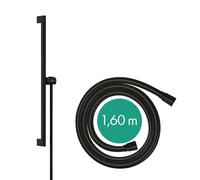 hansgrohe Barra de ducha Unica S PURO 65 cm, soporte para alcachofa de ducha Easy Slide, flexo de ducha Isiflex 160 cm, 24402670, Color: negro mate