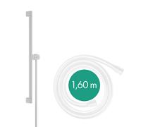hansgrohe Barra de ducha Unica S PURO 65 cm, soporte para alcachofa de ducha Easy Slide, flexo de ducha Isiflex 160 cm, 24402700, Color: Blanco Mate