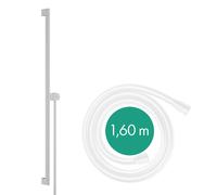 hansgrohe Barra de ducha Unica S PURO 90 cm, soporte para alcachofa de ducha Easy Slide, flexo de ducha Isiflex 160 cm, 24405700, Color: Blanco Mate