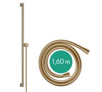 hansgrohe Barra de ducha Unica S PURO 90 cm, soporte para alcachofa de ducha Easy Slide, flexo de ducha Isiflex 160 cm, 24405140, Color: Bronce cepillado