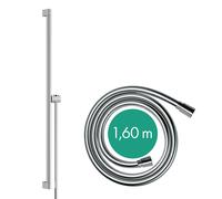 hansgrohe Barra de ducha Unica S PURO 90 cm, soporte para alcachofa de ducha Easy Slide, flexo de ducha Isiflex 160 cm, 24405000, Color: cromado
