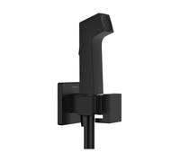 hansgrohe Bidette ducha de mano 1jet E EcoSmart para agua fría, con soporte y flexo de ducha, diseño angular, 29231670, Color: negro mate