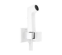 hansgrohe Bidette ducha de mano 1jet E EcoSmart para agua fría, con soporte y flexo de ducha, diseño angular, 29231700, Color: Blanco mate