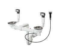 Hansgrohe - Conjunto de desagüe automático con rebosadero para fregadero de dos senos, acero inoxidable 43932800