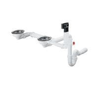 Hansgrohe - Conjunto de desagüe y rebosadero para fregadero de granito dos senos, cromo 43928000