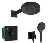 Hansgrohe - Conjunto de ducha con grifo empotrado, con cuerpo de montaje, diámetro 25 cm, 3 chorros, negro mate SANI21HHH405