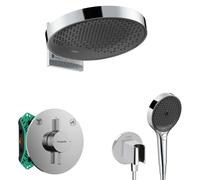 Hansgrohe - Conjunto de ducha con grifo empotrado, con cuerpo de montaje, diámetro 36 cm, 3 chorros, cromo SANI21HHH008