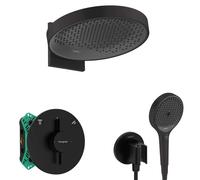 Hansgrohe - Conjunto de ducha con grifo empotrado, con cuerpo de montaje, diámetro 36 cm, 3 chorros, negro mate SANI21HHH408