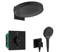 Hansgrohe - Conjunto de ducha con termostato empotrado, con cuerpo de montaje, diámetro 36 cm, 3 chorros, negro mate SANI21HHH411