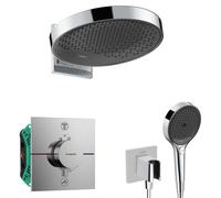 Hansgrohe - Conjunto de ducha con termostato empotrado, con cuerpo de montaje, diámetro 36 cm, 3 chorros, cromo SANI21HHH011