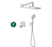 Hansgrohe Croma E conjunto de ducha empotrado con termostato con rociador con efecto lluvia cromo 27953000