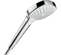 hansgrohe Croma Select E - ducha de mano ahorro de agua 9 l/min (EcoSmart), alcachofa de ducha con 3 tipos de chorro, cabezal de ducha (110 x 110 mm), con sistema antical, blanco/cromo, 26813400