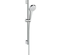 hansgrohe Croma Select S Set de Ducha Vario, Ahorro de Agua 9 l/min con Barra de Ducha 65 cm, Blanco/Cromo, 26563400