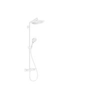 hansgrohe Croma Select S Showerpipe 280 1jet con termostato y Raindance Select S 120 3jet hand shower, 26890700, Color: blanco mate