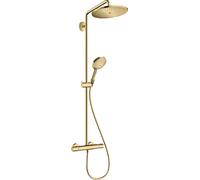 Hansgrohe Conjunto de ducha a pared Croma Select S – termostato, rociador efecto lluvia, oro pulido