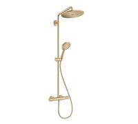 hansgrohe Croma Select S Showerpipe 280 - Sistema de ducha de lluvia (cabezal de ducha, riel de ducha, termostato, manguera, 3 tipos de chorro) bronce cepillado