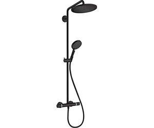hansgrohe Croma Select S Sistema de ducha con termostato 280 1 tipo de chorro ahorro de agua 9 l/min con termostato y teleducha Raindance Select S 120 3 tipos de chorro, negro mate, 26891670