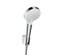 Hansgrohe Crometta - Conjunto de alcachofa de ducha 9 l/min, soporte y manguera, blanco/cromo 26693400