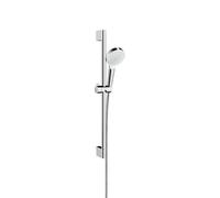 Hansgrohe Crometta - Conjunto de alcachofa de ducha, barra y manguera, EcoSmart 9 l/min, blanco/cromo 26535400