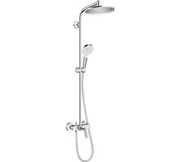 hansgrohe Crometta S - sistema de ducha con grifo monomando, ducha lluvia (240 mm) con grifo, ducha de mano (2 tipos de chorro), flexo, barra, ducha fija redondo (1 tipo de chorro), cromo, 27269000
