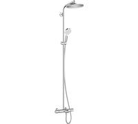 hansgrohe Crometta S - sistema de ducha con termostato para bañera, ducha lluvia (240mm) con grifo bañera, ducha de mano (2 tipos de chorro), flexo, barra, ducha fija redondo, cromo, 27320000