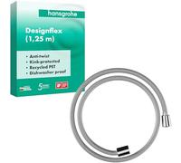 hansgrohe Designflex, flexo de ducha universal 1,25 m, sistema anti-torsión, manguera de ducha flexible y resistente a las torceduras, incl. juntas, cromo
