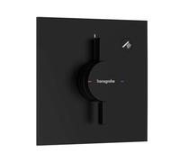 hansgrohe DuoTurn E, grifo de ducha empotrado para 1 función, grifo monomando ducha rectangular, mezclador monomando de ducha para iBox universal 2, negro mate
