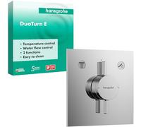 hansgrohe DuoTurn E, grifo de ducha empotrado para 2 funciones, grifo monomando ducha rectangular, mezclador monomando de ducha para iBox universal 2, cromo