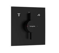 hansgrohe DuoTurn E, grifo de ducha empotrado para 2 funciones, grifo monomando ducha rectangular, mezclador monomando de ducha para iBox universal 2, negro mate