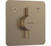 hansgrohe DuoTurn Q, grifo de ducha empotrado para 2 funciones, grifo monomando ducha, mezclador monomando de ducha para iBox universal 2, bronce cepillado